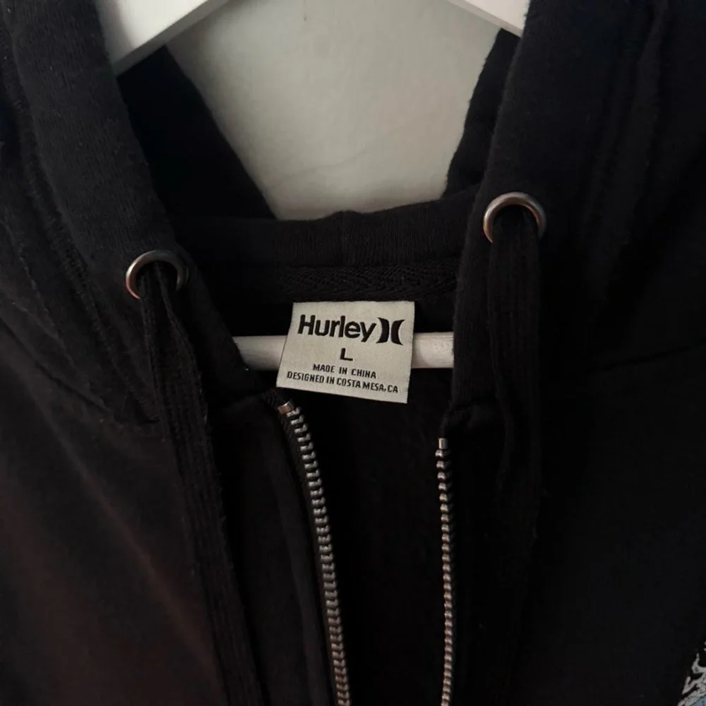 Hurley Surf Co. Black Graphic Printed Full Zip Hoodie Sweatshirt Jacket Medium - Picture 5 of 7